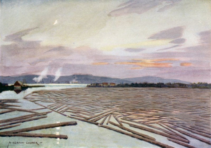 Legname sul fiume Angerman, Harnosand da Alfred Heaton Cooper