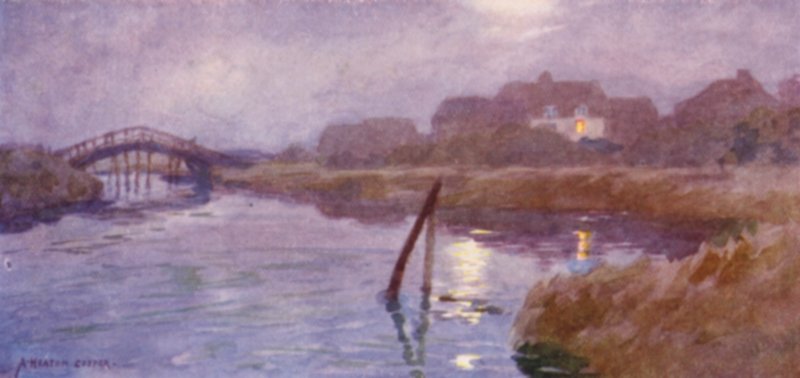 Walberswick, Suffolk, luna e luce della lampada da Alfred Heaton Cooper