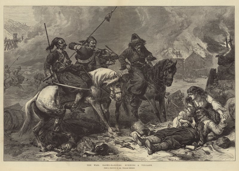 La guerra, Bashi-Bazouks che bruciano un villaggio da Alfred William Hunt