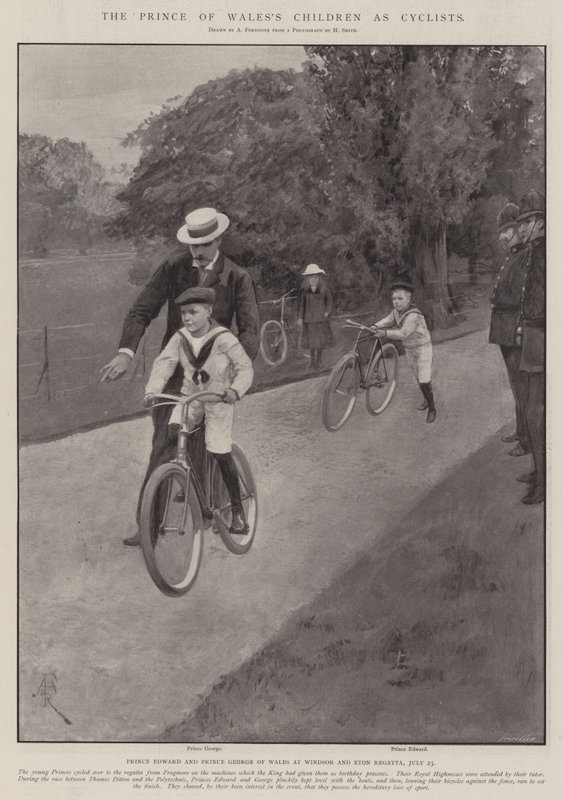 I figli del Principe di Galles come ciclisti da Amedee Forestier