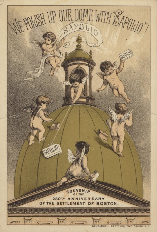 Cherubini che lucidano un tetto a cupola da American School