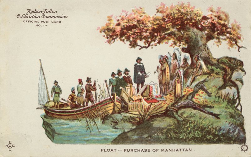 Acquisto di Manhattan (litografia a colori) da American School