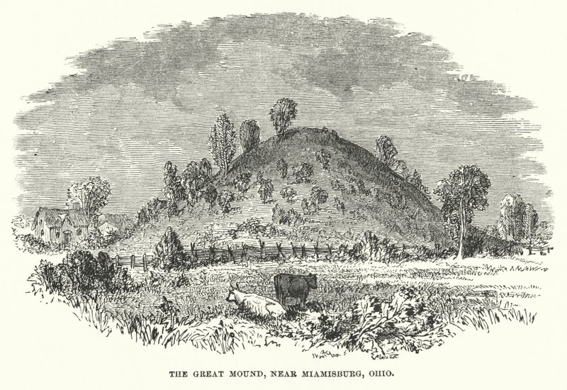 Il Grande Tumulo, vicino a Miamisburg, Ohio (incisione) da American School