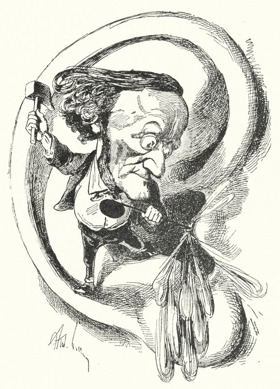 Caricatura del compositore tedesco Richard Wagner (litografia) da Andre Gill