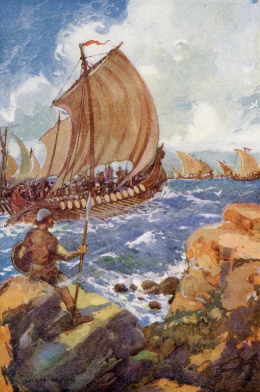 Le navi di Re Alfredo vanno in mare da Archibald Bertram after Webb