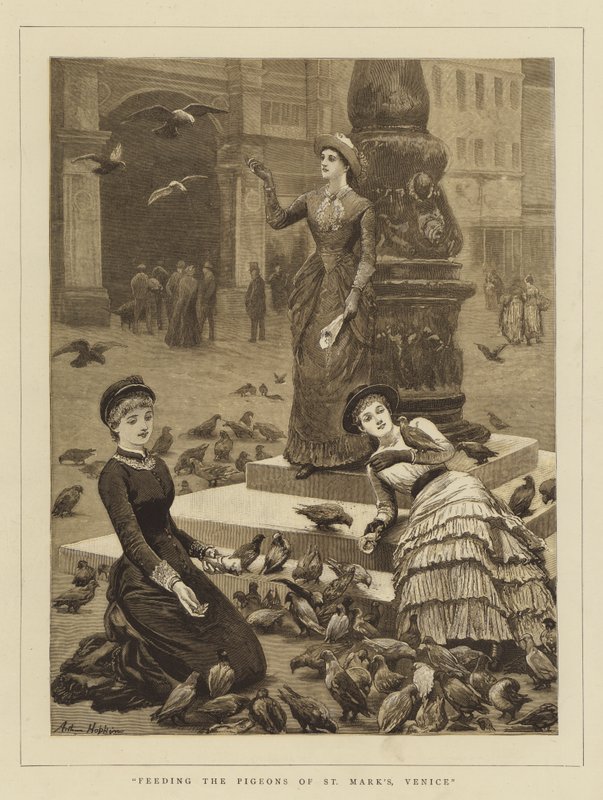 Nutrire i piccioni di San Marco, Venezia da Arthur Hopkins