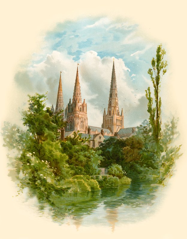 Cattedrale di Lichfield, sud-ovest da Arthur Wilde Parsons