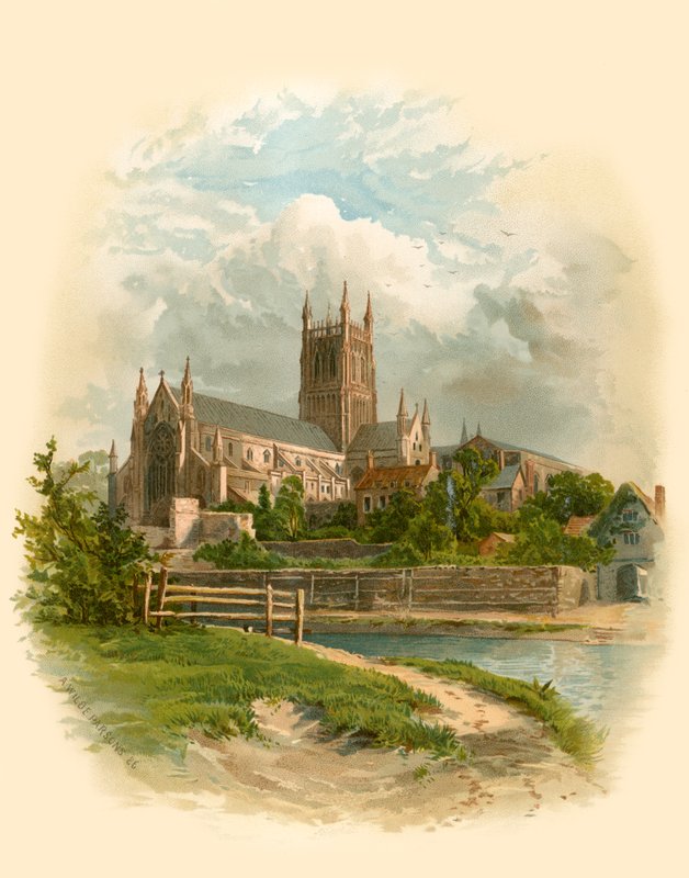 Cattedrale di Worcester, nord-est da Arthur Wilde Parsons