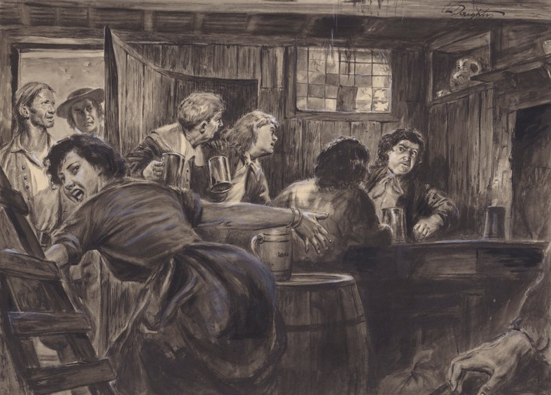Scena storica non identificata (gouache su carta) da C.L. Doughty