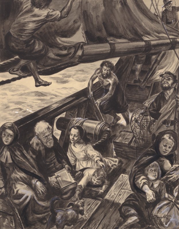 Viaggio del Mayflower (gouache su carta) da C.L. Doughty