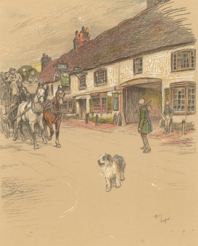 The Angel Inn, Woolhampton da Cecil Charles Windsor Aldin