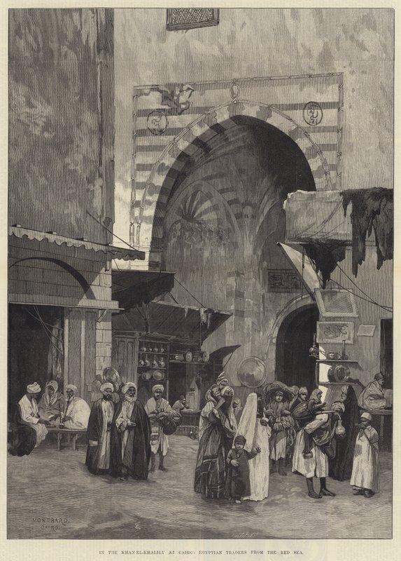 Nel Khan el-Khalily al Cairo, commercianti egiziani dal Mar Rosso da Charles Auguste Loye