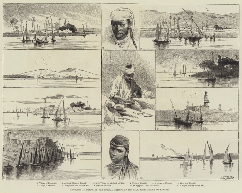 Schizzi in Egitto, lungo il Nilo, da Girgeh a Kenneh da Charles Auguste Loye