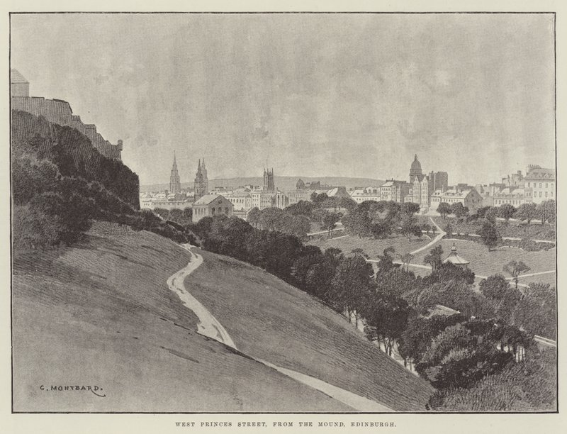 West Princes Street, dal Mound, Edimburgo da Charles Auguste Loye