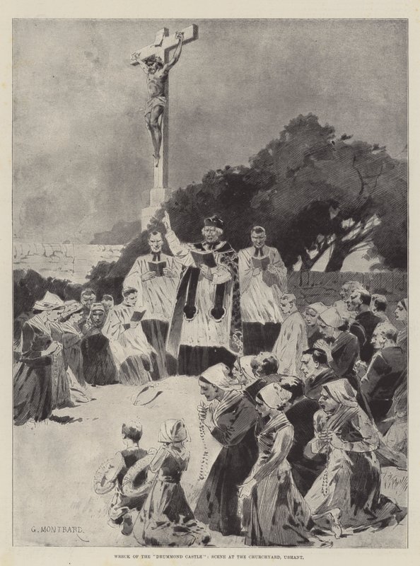 Naufragio del Drummond Castle, scena al cimitero, Ushant da Charles Auguste Loye