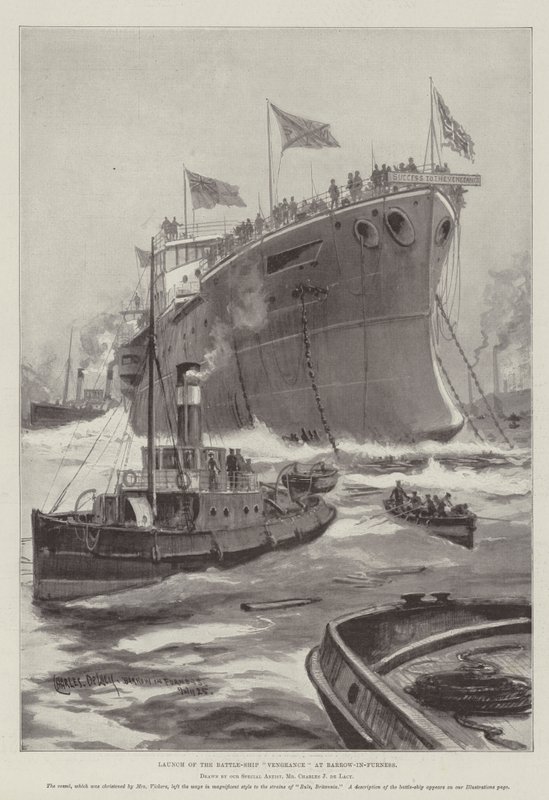 Varo della nave da battaglia Vengeance a Barrow-in-Furness da Charles John de Lacy