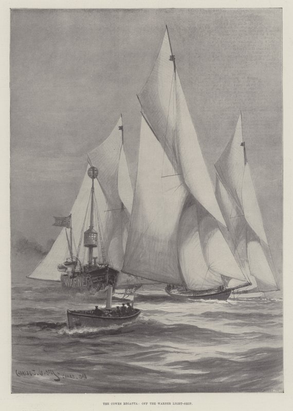 La regata di Cowes, al largo della nave faro Warner da Charles John de Lacy