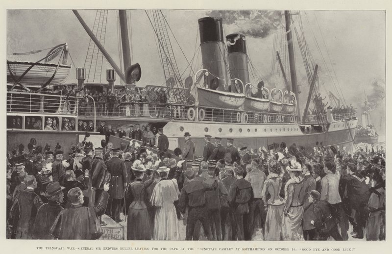 La guerra del Transvaal, il Generale Sir Redvers Buller parte per il Capo a bordo del Dunottar Castle a Southampton il 14 ottobre, arrivederci e buona fortuna! da Charles John de Lacy