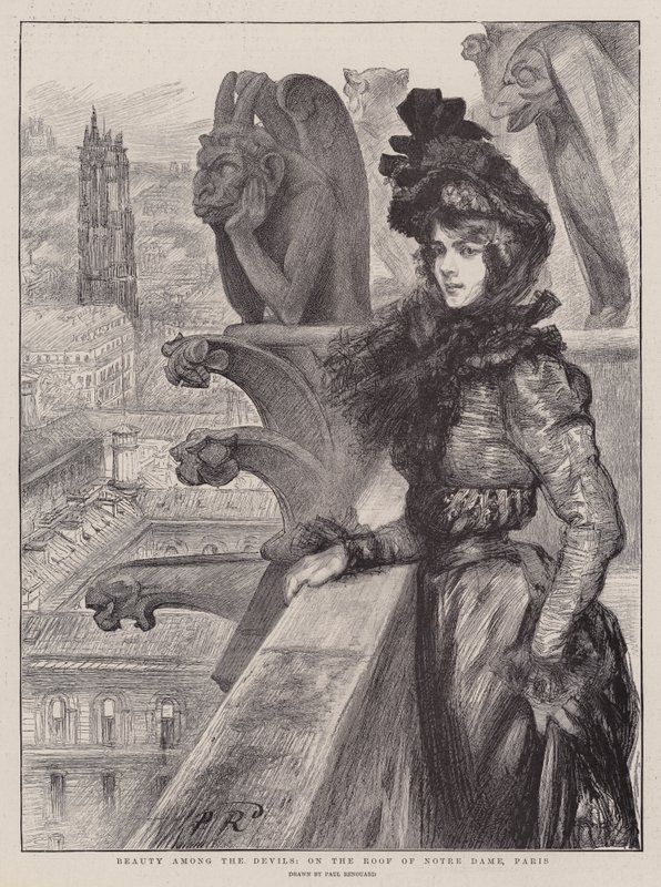 Bellezza tra i diavoli, sul tetto di Notre Dame, Parigi da Charles Paul Renouard