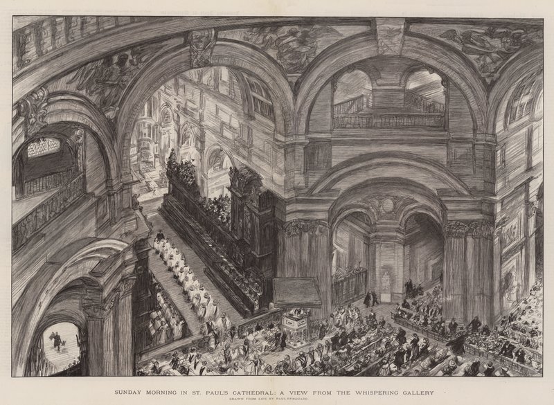 Domenica mattina nella Cattedrale di San Paolo, una vista dalla Galleria dei Sussurri da Charles Paul Renouard