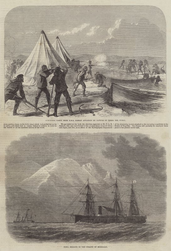 Una squadra di rilevamento in Terra del Fuoco da Sir John Charles Robinson
