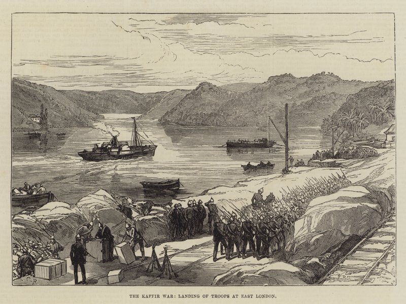 La guerra dei Kaffir, sbarco delle truppe a East London da Sir John Charles Robinson