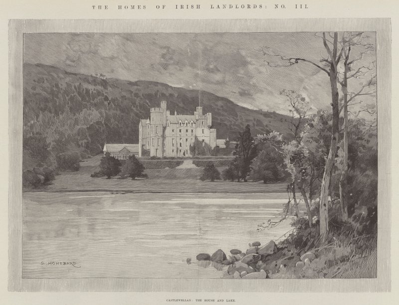 Castlewellan, la casa e il lago da Charles Auguste Loye