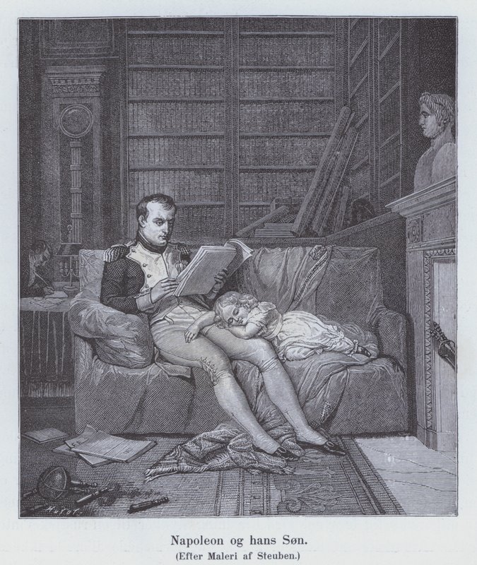 Napoleone I e suo figlio (litografia) da Charles Auguste Steuben