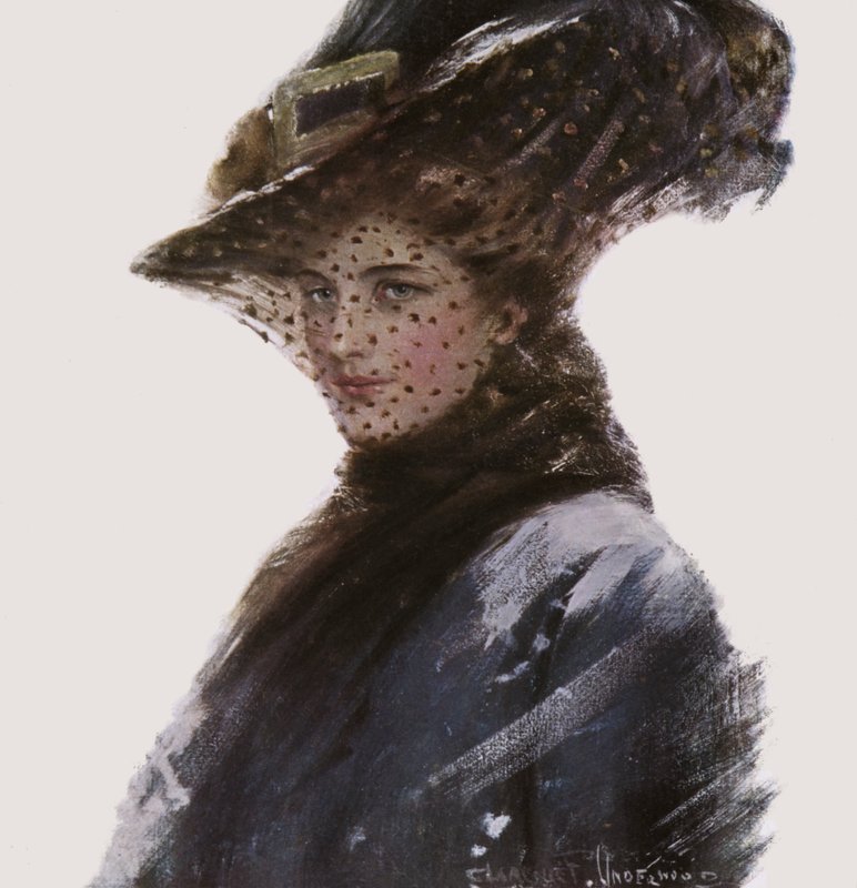 Ritratto di una donna con cappello e velo da Clarence F. Underwood