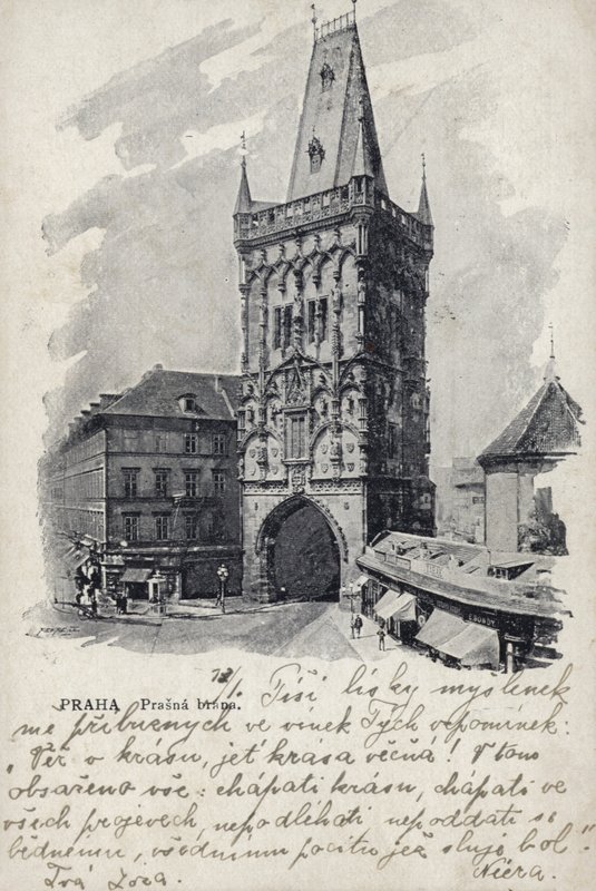 Cartolina raffigurante la Torre delle Polveri da Czech Photographer