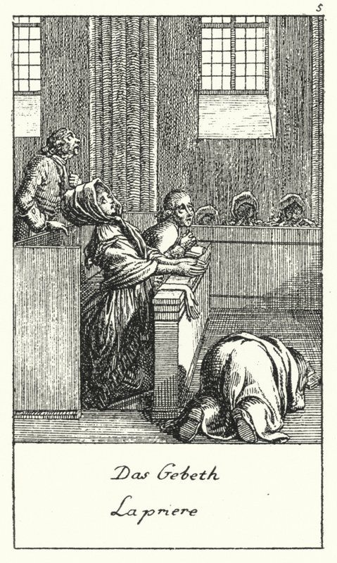 La preghiera (incisione) da Daniel Nikolaus (after) Chodowiecki