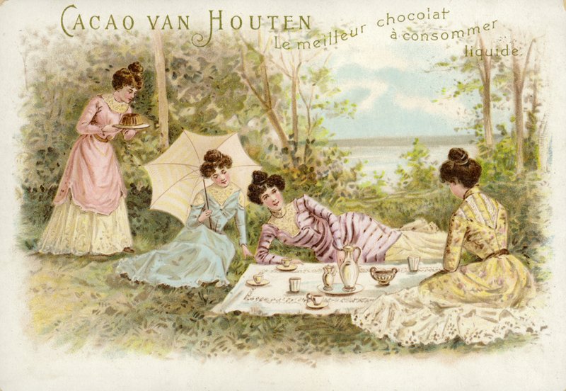 Donne elegantemente vestite che fanno un picnic da Dutch School