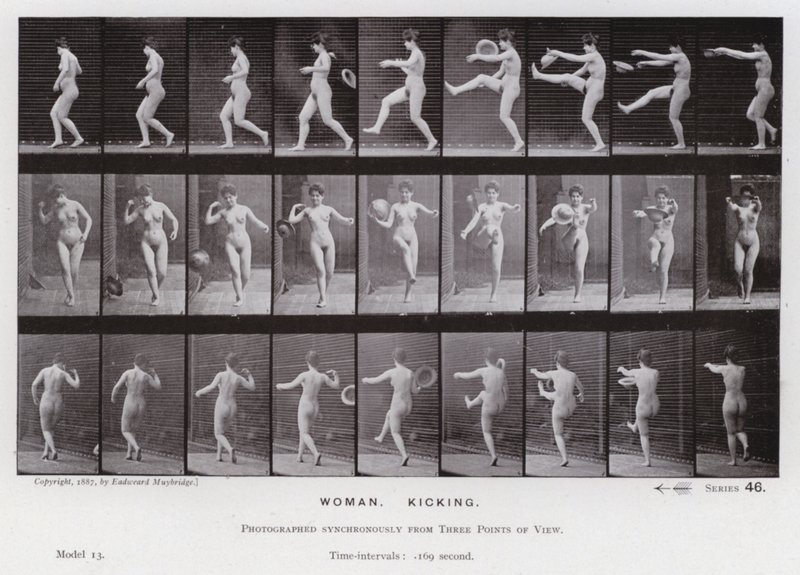 La Figura Umana in Movimento: Donna, calciando da Eadweard Muybridge