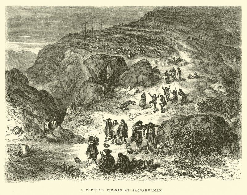 Un picnic popolare a Sacsahuaman da Edouard Riou