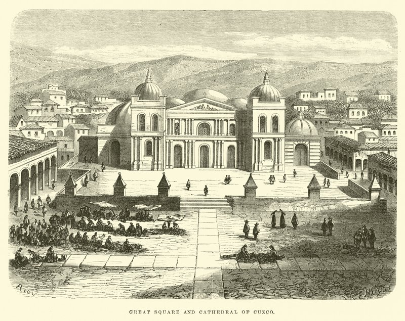 Grande piazza e cattedrale di Cuzco da Edouard Riou