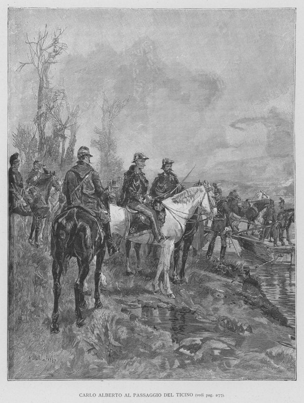 Carlo Alberto al Passaggio del Ticino da Edouardo Matania