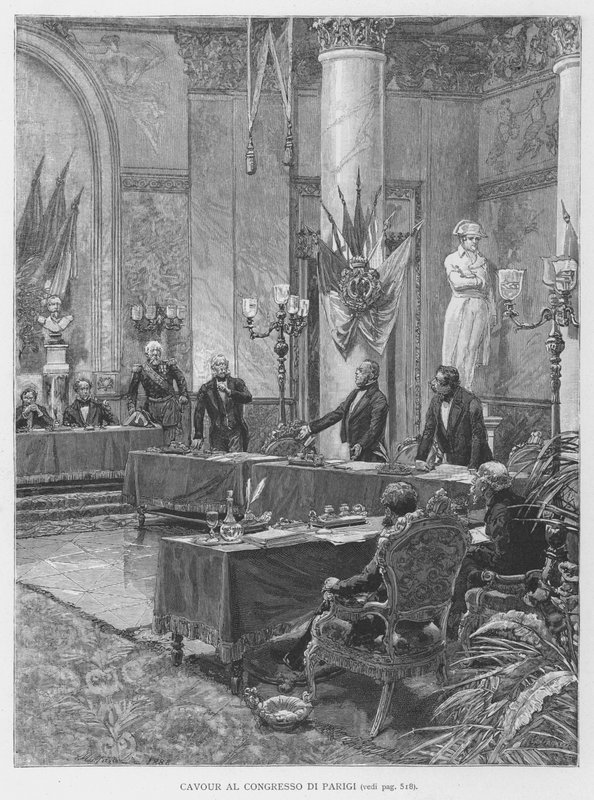 Cavour al Congresso di Parigi da Edouardo Matania