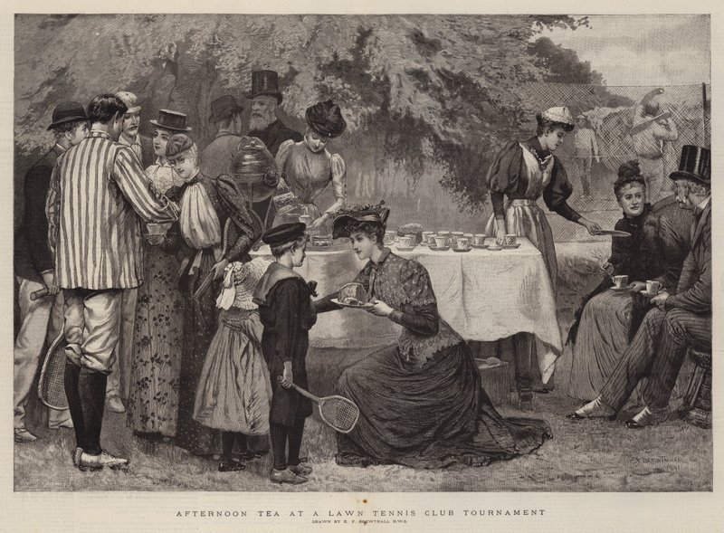 Tè pomeridiano a un torneo di club di tennis su prato da Edward Frederick Brewtnall
