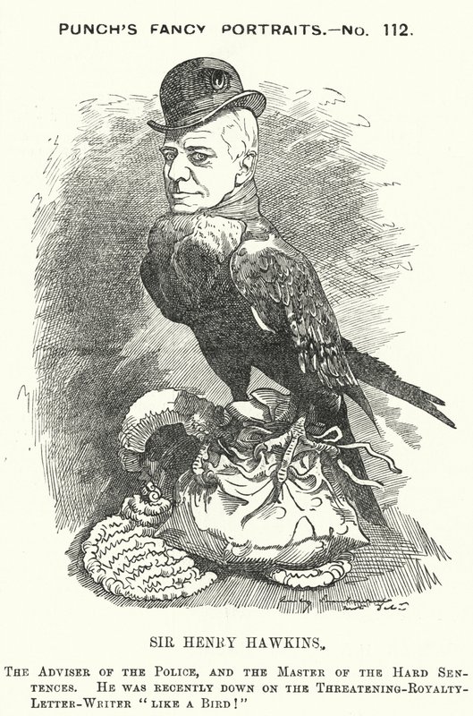 Cartone animato di Punch: Sir Henry Hawkins da Edward Linley (after) Sambourne