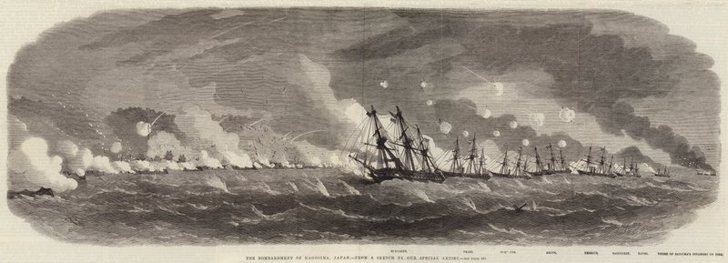Il bombardamento di Kagosima, Giappone 1863 da Edwin Weedon
