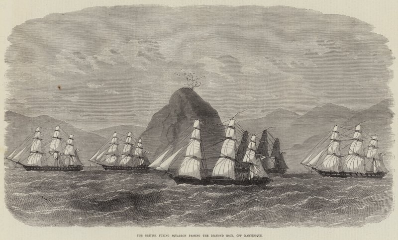 La squadra volante britannica passa il Diamond Rock, al largo della Martinica da Edwin Weedon