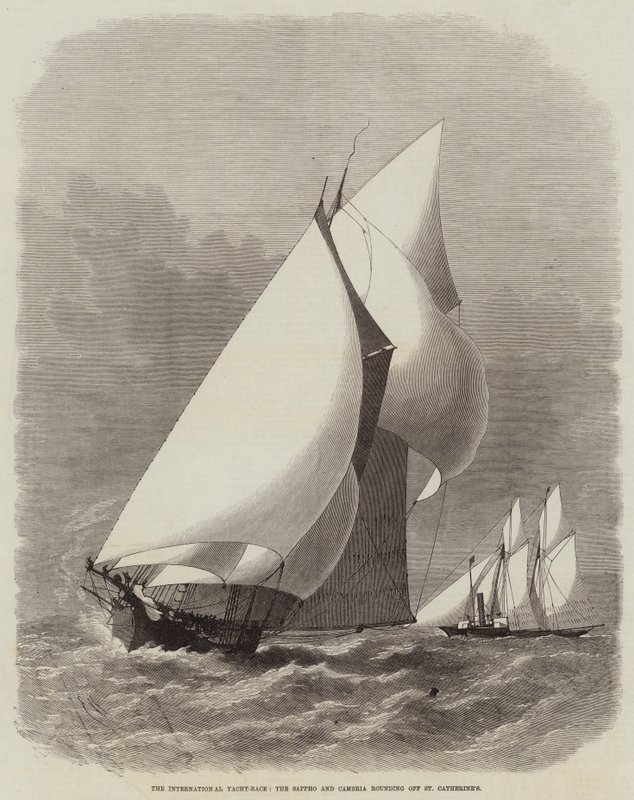 La regata internazionale, la Sappho e la Cambria che girano intorno a St Catherine