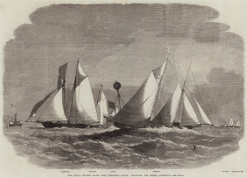 La regata del Royal Thames Yacht Club, girando intorno alla Mouse Lightship da Edwin Weedon