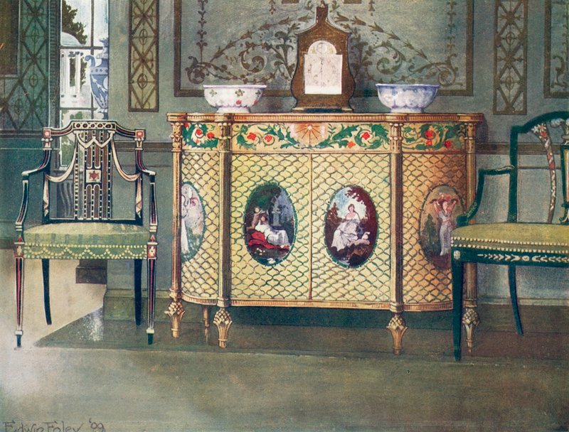 Comò e sedie dipinti da Edwin John Foley