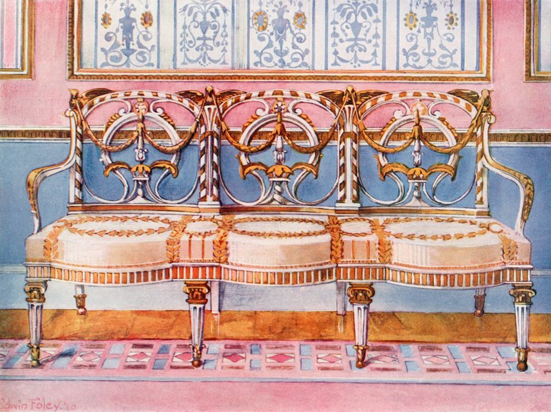 Divano bianco dorato e dipinto--Influenza di Pergolesi da Edwin John Foley