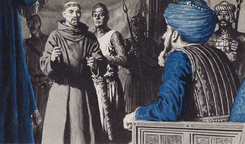 Francesco cercò di convertire il Sultano turco le cui truppe avevano occupato la Città Santa di Gerusalemme da English School