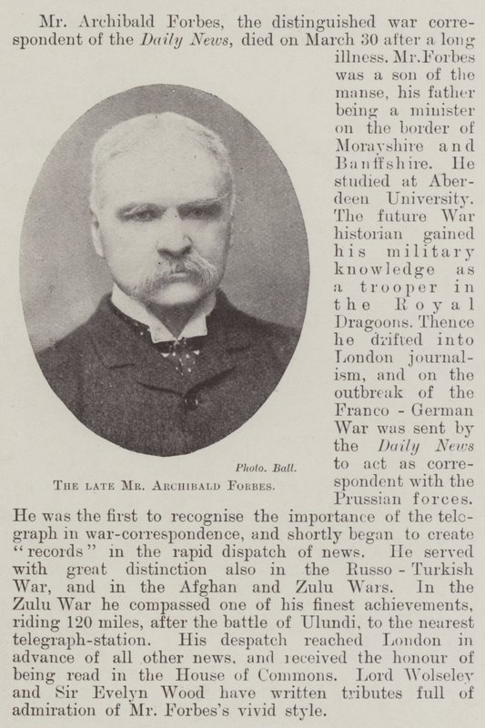 Il defunto Mr Archibald Forbes da English Photographer
