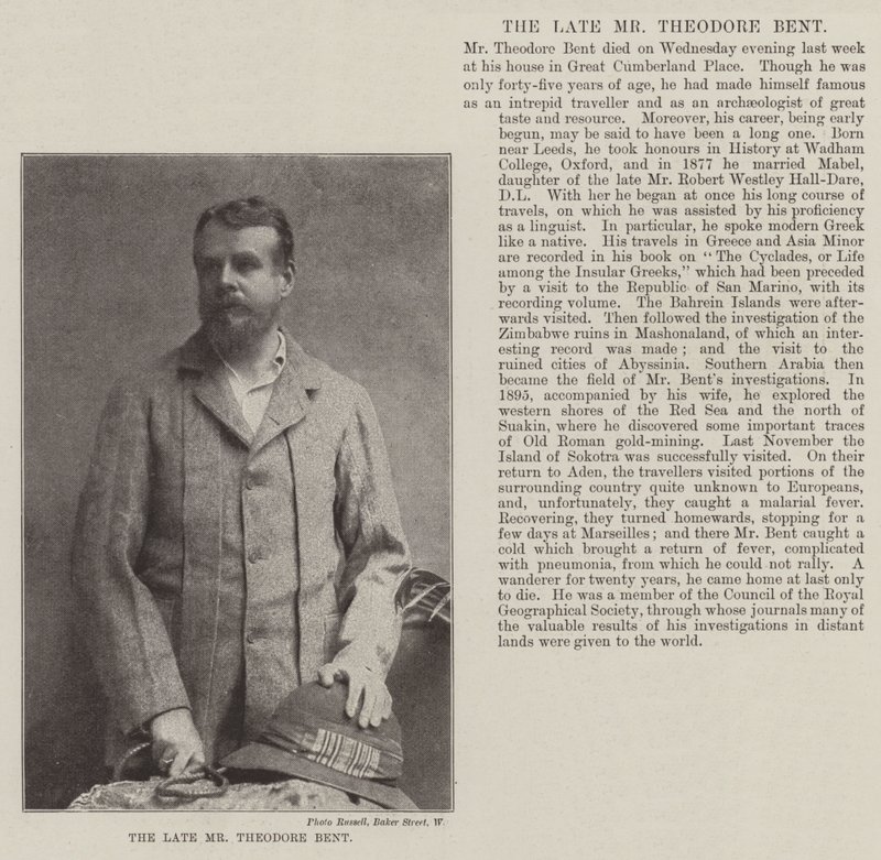 Il defunto Mr Theodore Bent da English Photographer