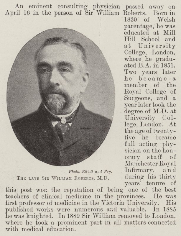 Il defunto Sir William Roberts, MD da English Photographer