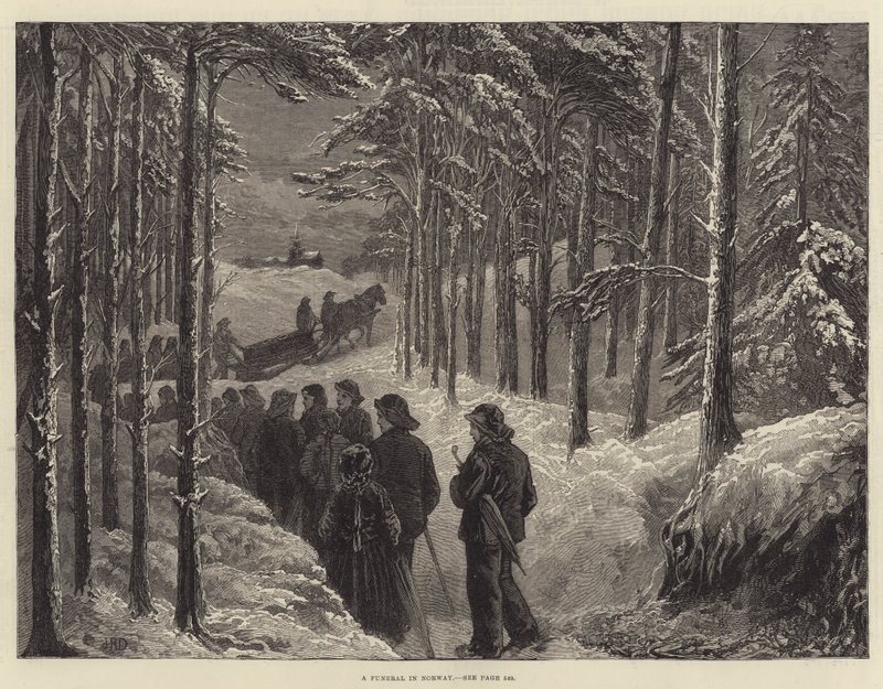 Un funerale in Norvegia (incisione) da English School